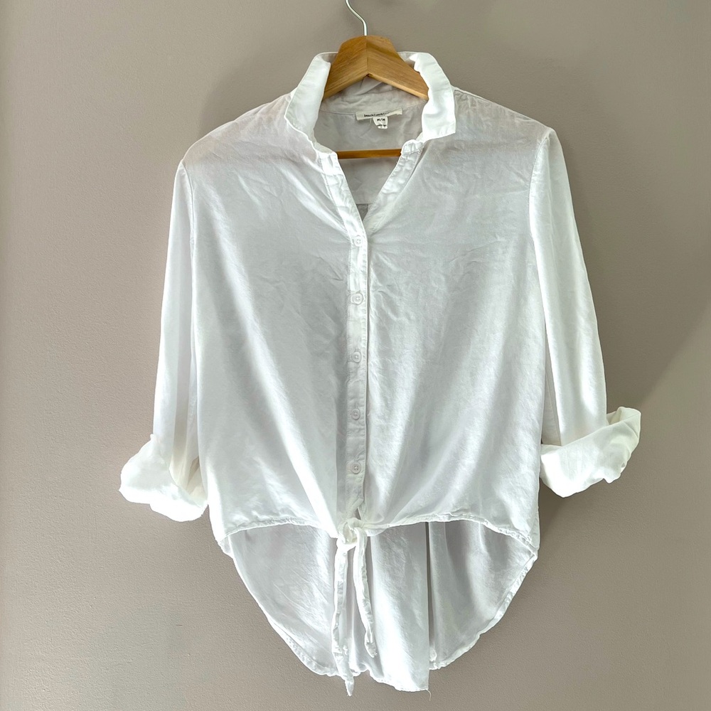 Slouchy white button down shirt